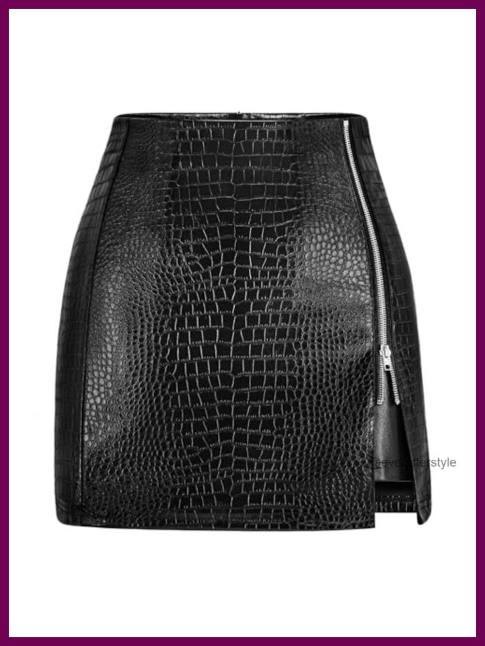 Faux Leather Mini Skirt High Waisted Zipper Slit Bodycon Pencil